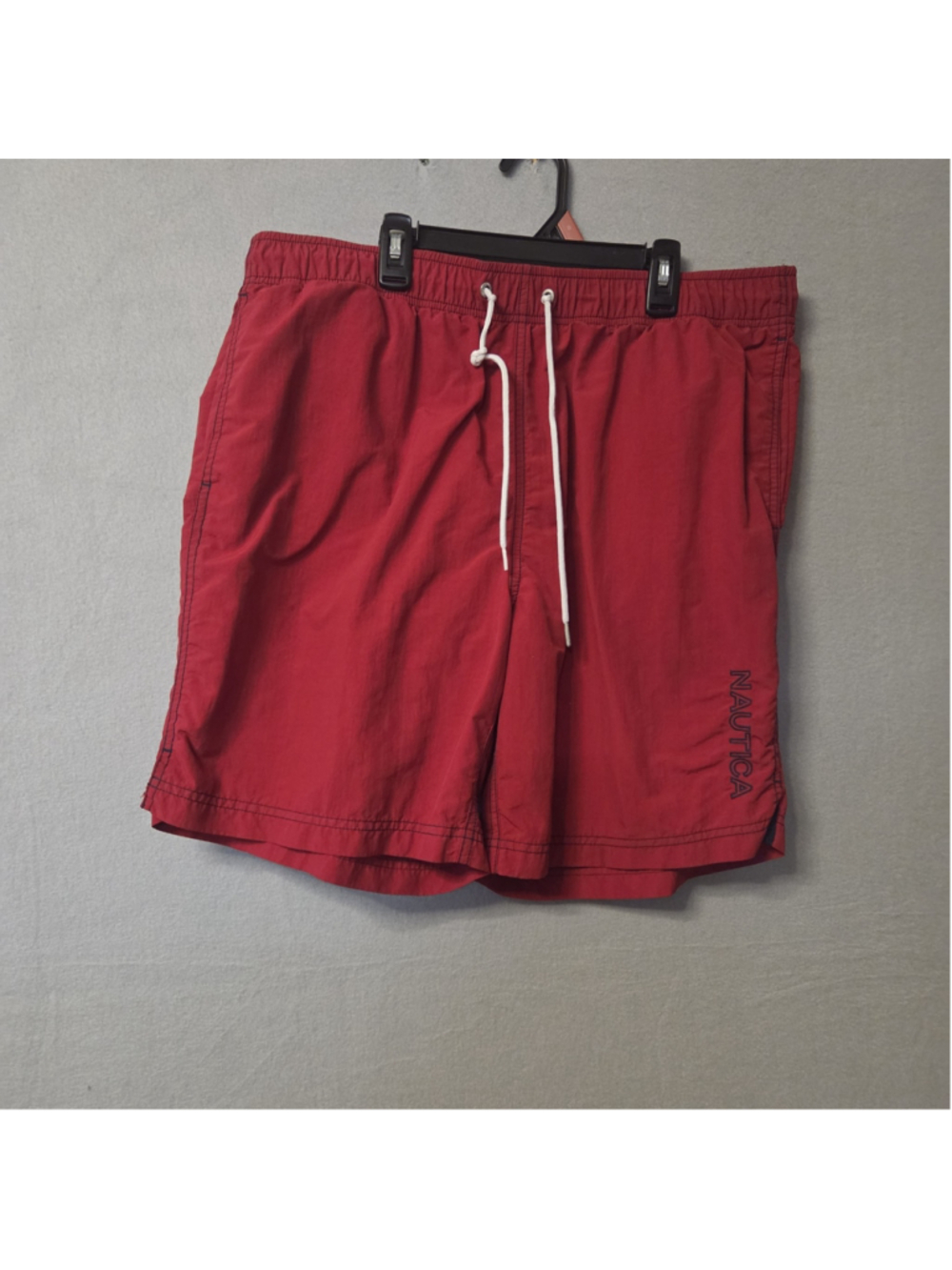 Men's Nautica Swim Trunks Red White xlarge size[1575]